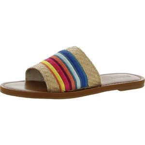 Roxy Womens Kala Tan Woven Open Toe Slip-On Slide Sandals Shoes Used